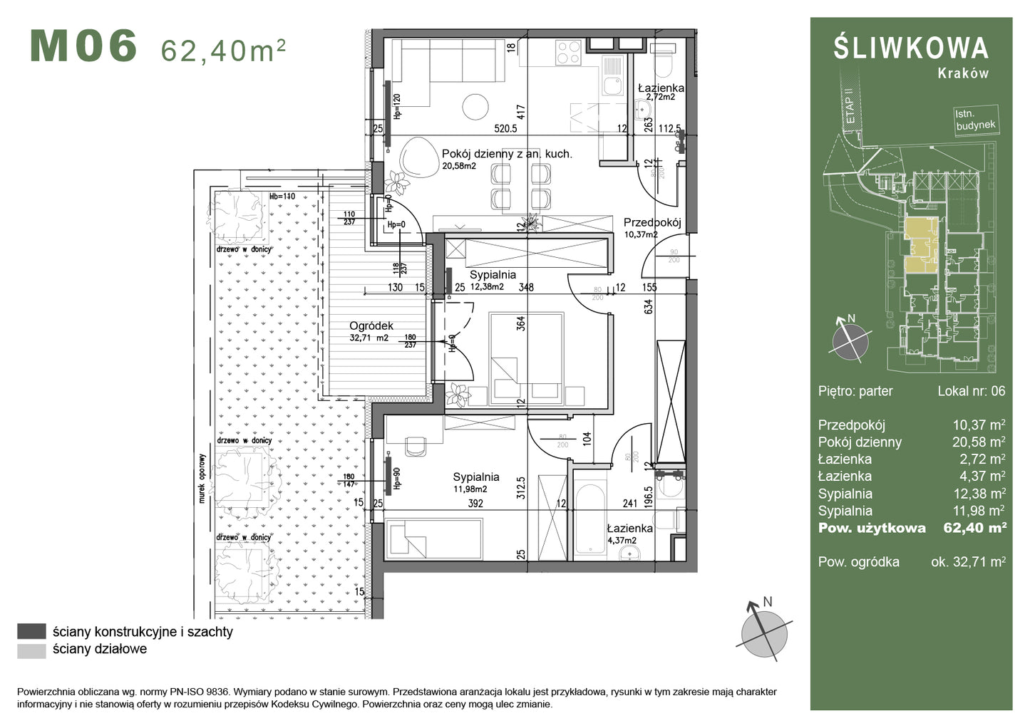 Mieszkanie - M06 - 62,40 m² - 4 pokoje - z ogródkiem
