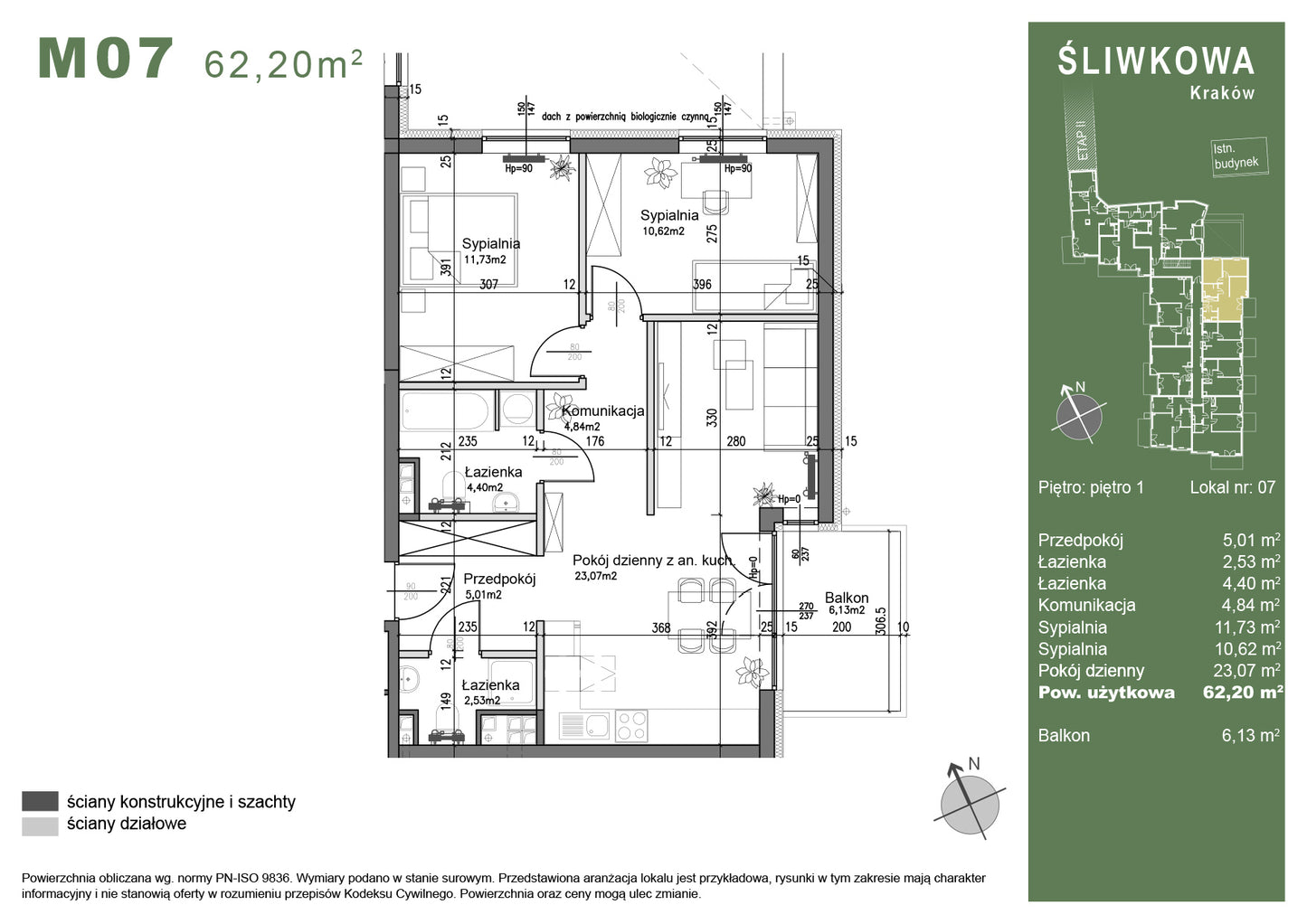 Mieszkanie - M07 - 62,20 m² - 3 pokoje