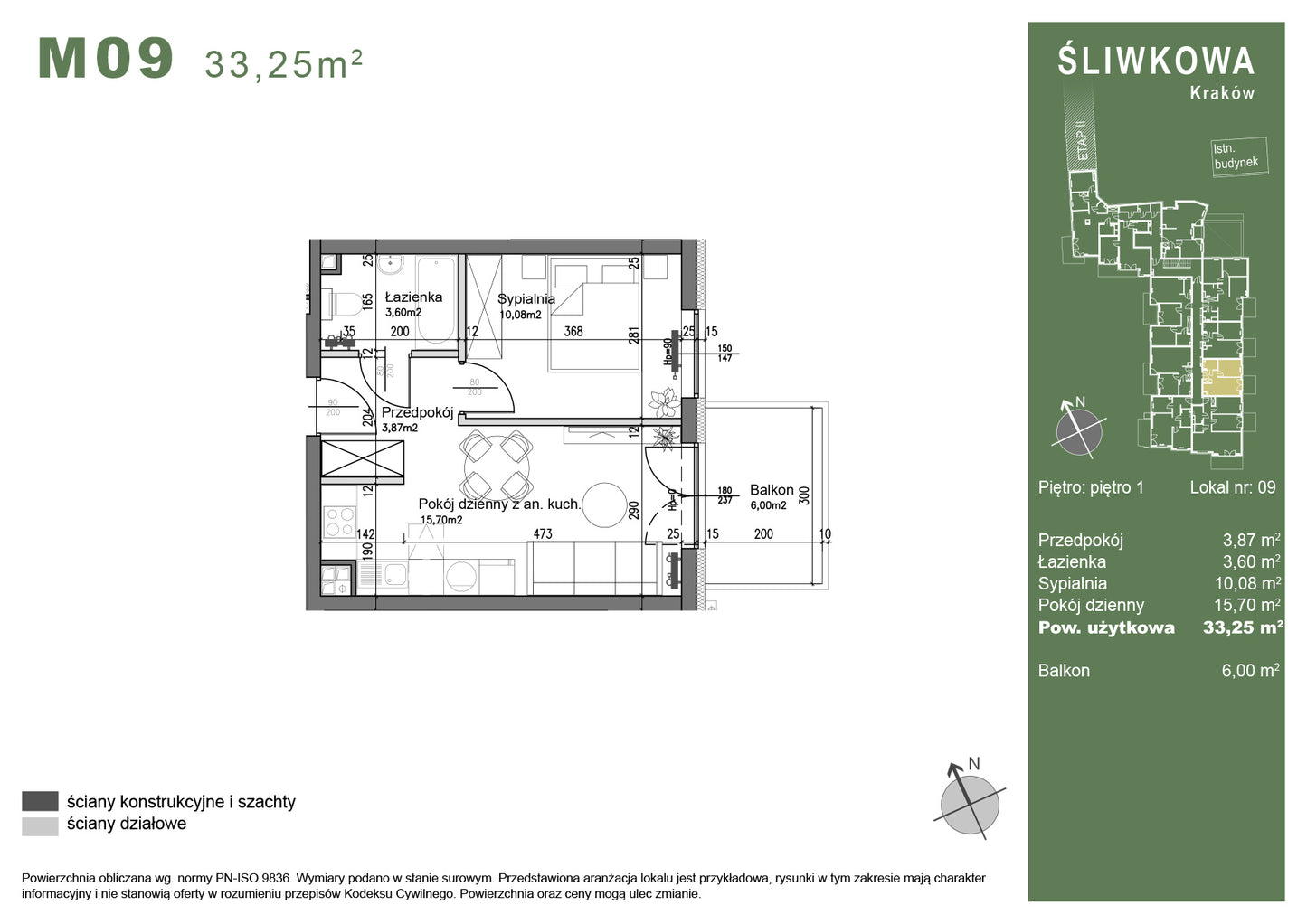 Mieszkanie - M09 - 33,23 m² - 2 pokoje
