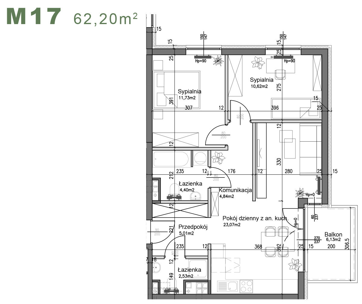 Mieszkanie - M17 - 62,20 m² - 3 pokoje