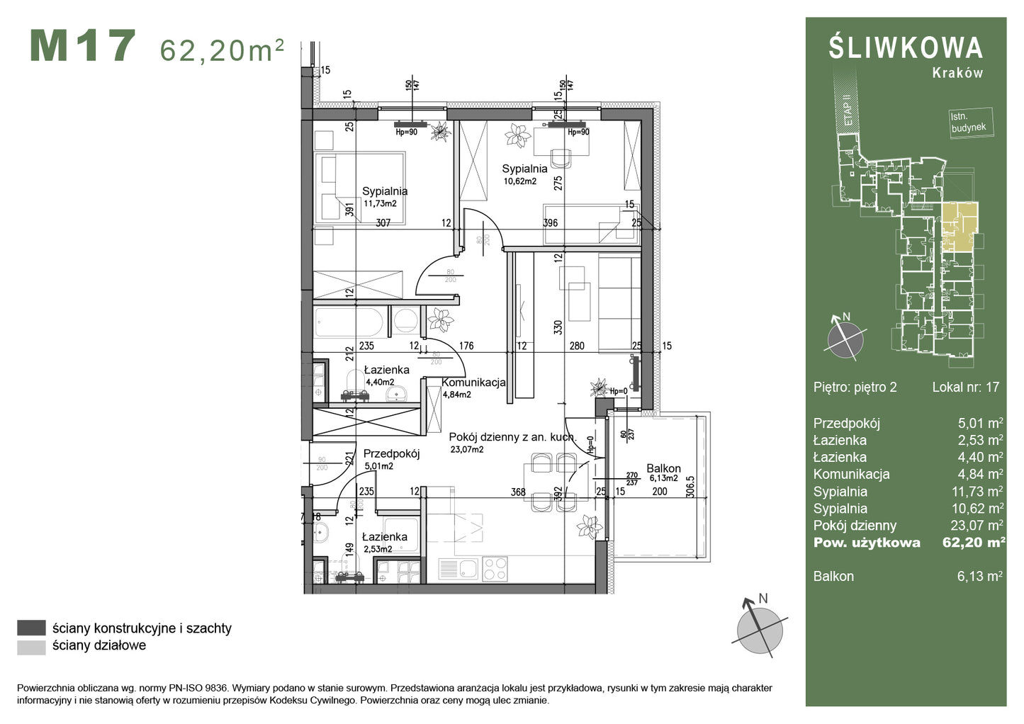 Mieszkanie - M17 - 62,20 m² - 3 pokoje