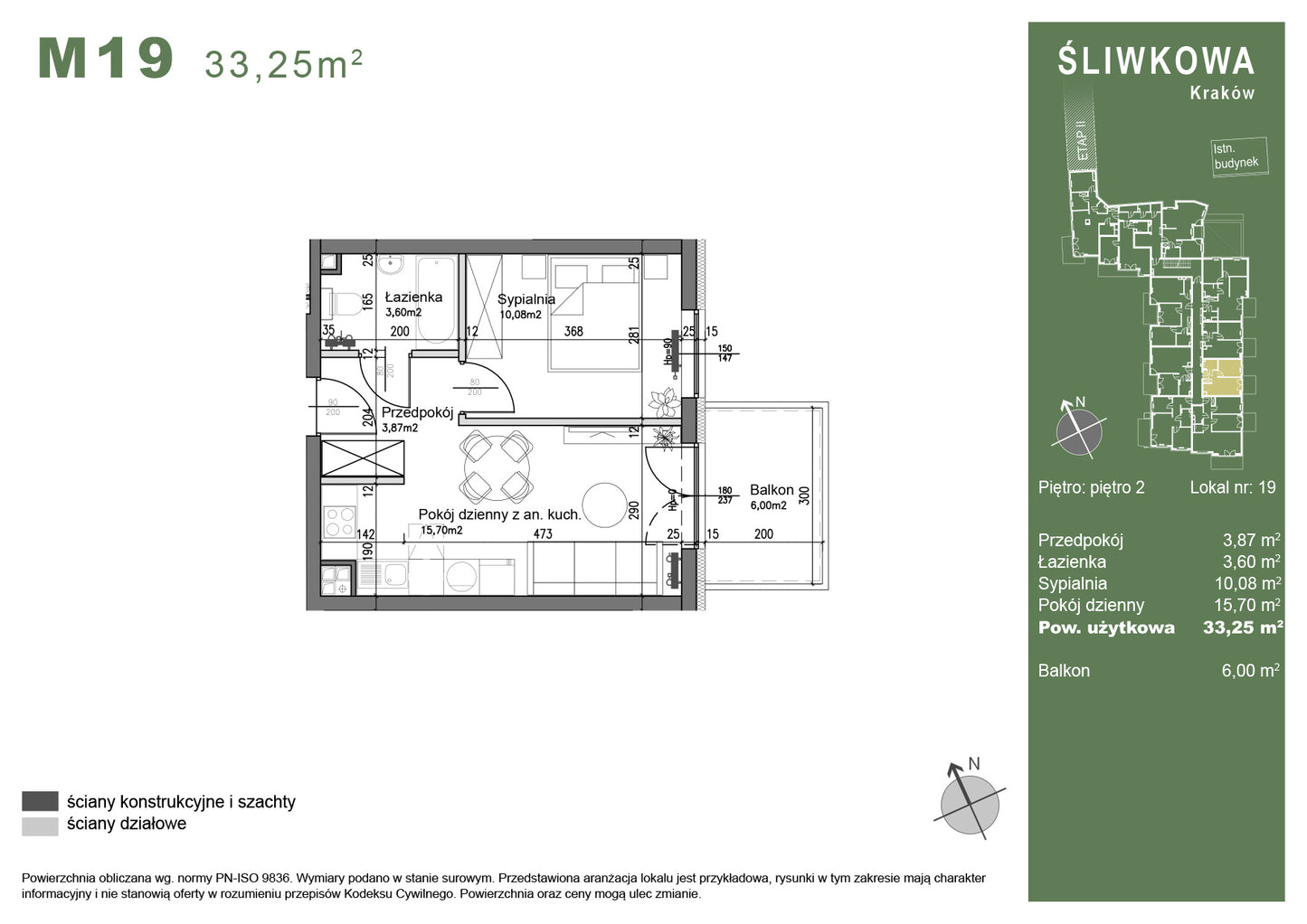 Mieszkanie - M19 -  33,25 m² - 2 pokoje