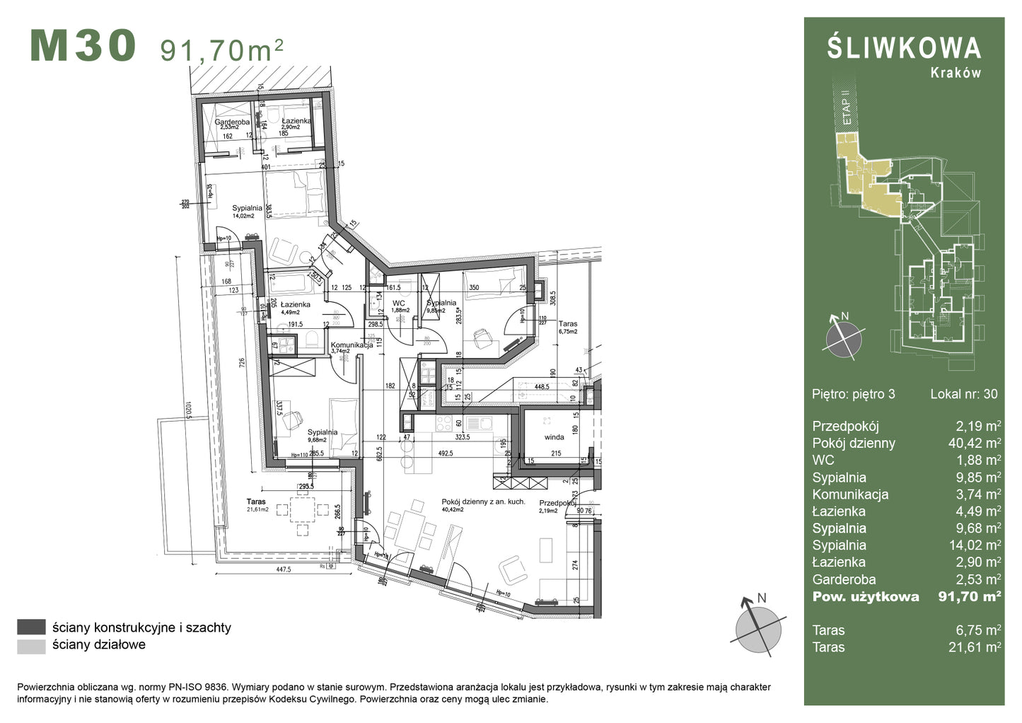Mieszkanie - M30 - 91,70 m² - 4 pokoje