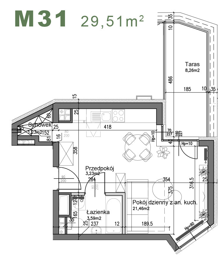 Mieszkanie - M31 -  29,51 m² - 1 pokój