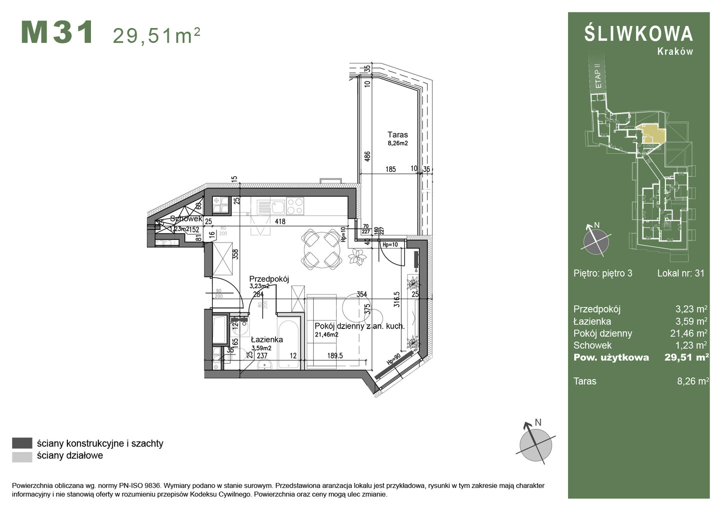 Mieszkanie - M31 -  29,51 m² - 1 pokój