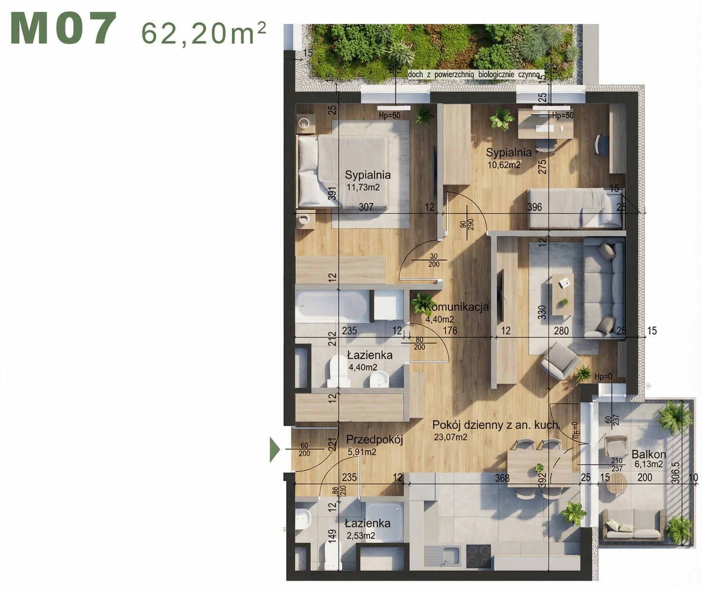 Mieszkanie - M07 - 62,20 m² - 3 pokoje